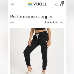 Vuori performance jogger, black
